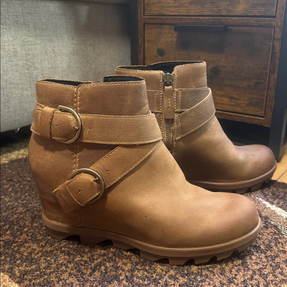Sorel Brown Ankle Boots with Buckle Detail